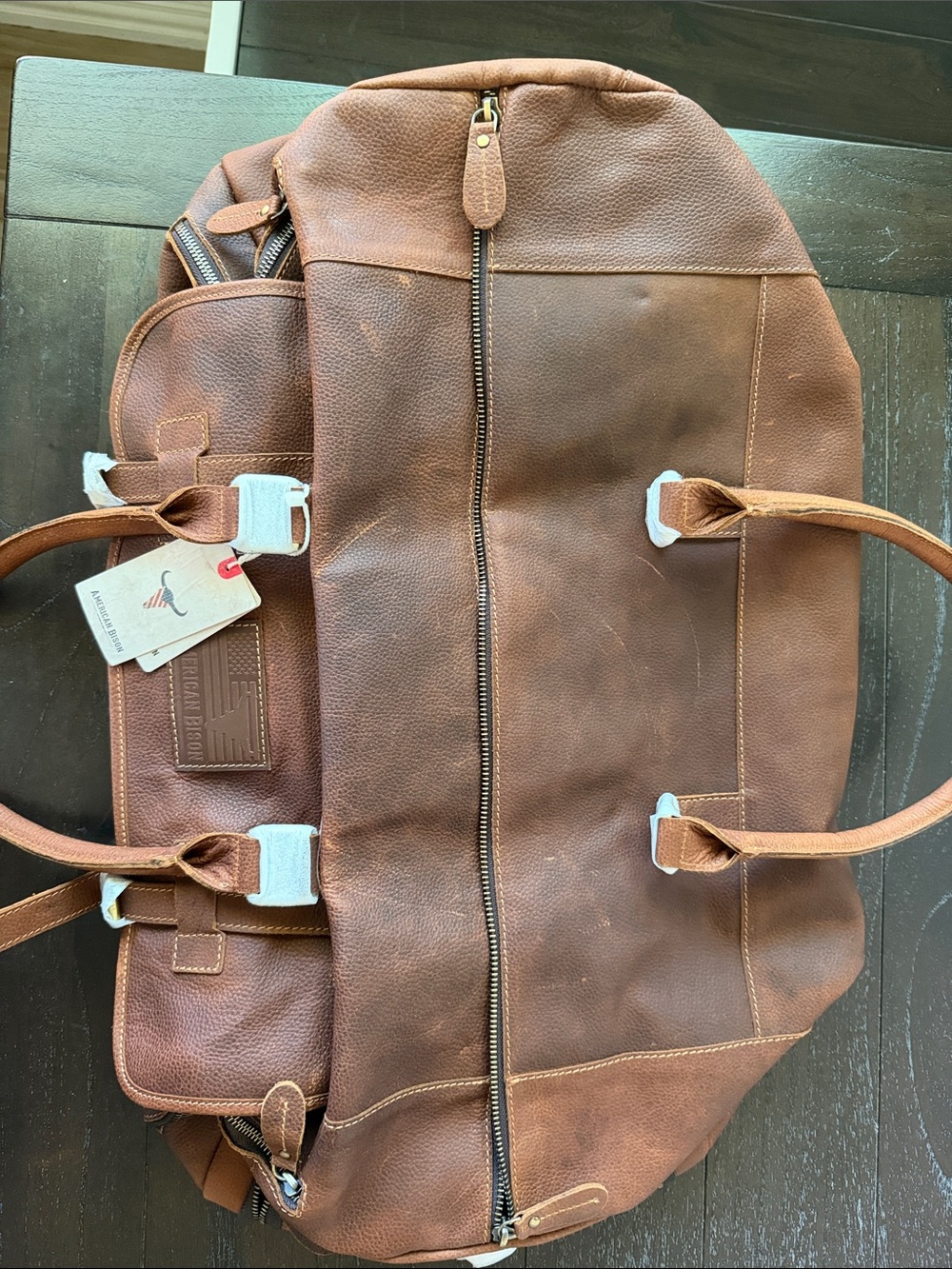 American Bison Juniper Leather Duffel Bag - Men 20” - Picture 2 of 5